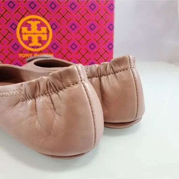 NWT$228 Tory Burch Minnie Travel Meadowsweet TT Logo Leather Ballet Flats 5.5 - Picture 10 of 16